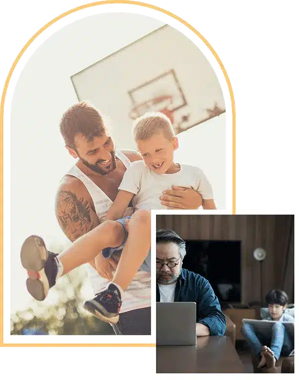 father holding his boy